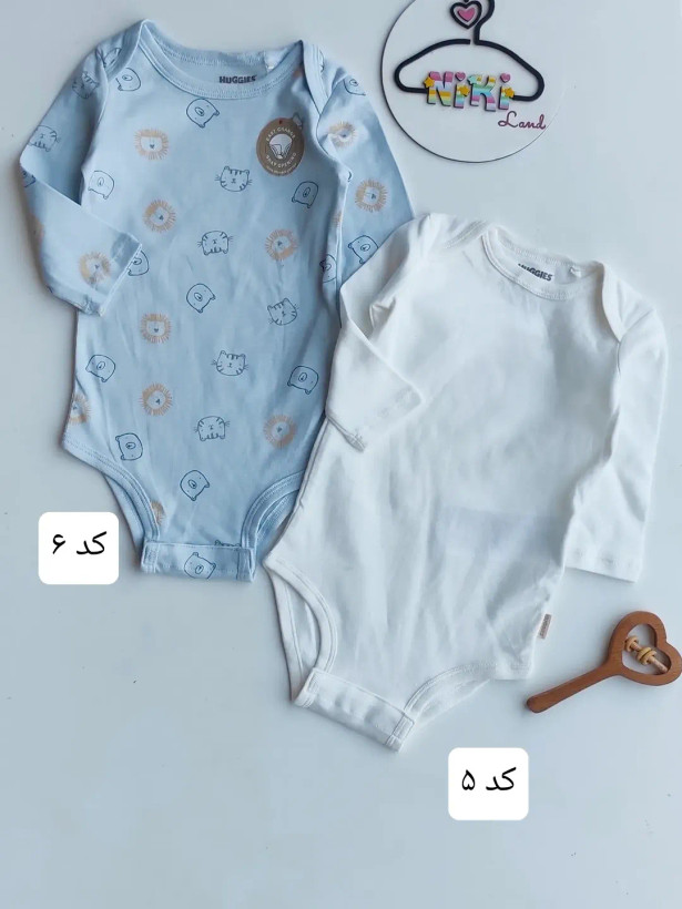 بادی پسرانه آستین بلند نوزادی وارداتی برند HUGGIES کد ۴۲۹